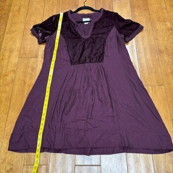 Maeve Anthropologie Ingrid Velvet Mini Dress Tunic Size L Burgundy Whimsigoth - Picture 5 of 10
